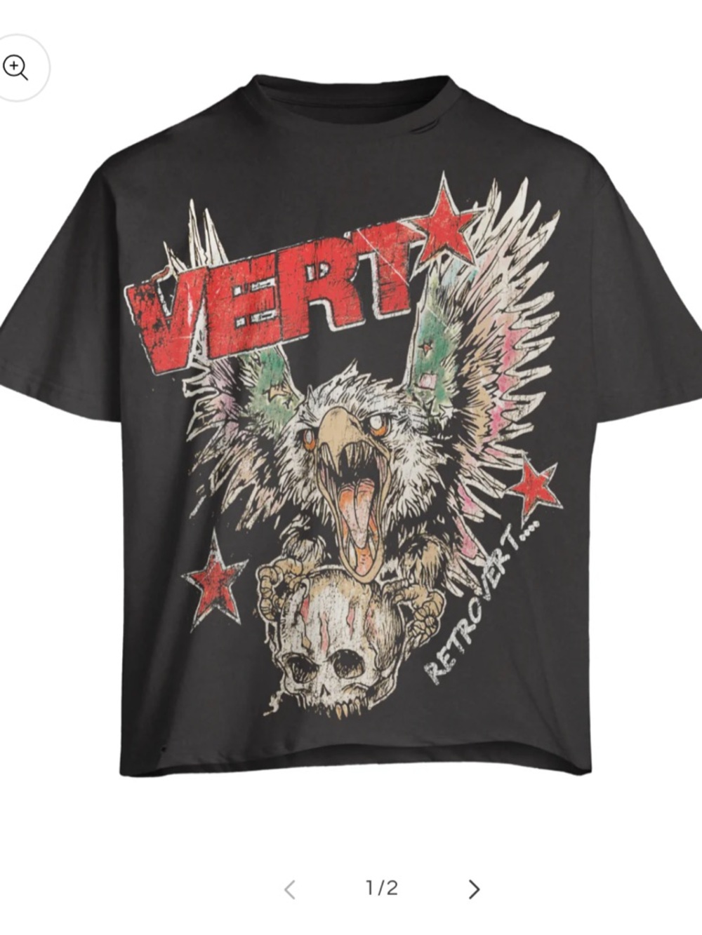 Black Graphic Short Sleeve Tee - Eagle Skull Design